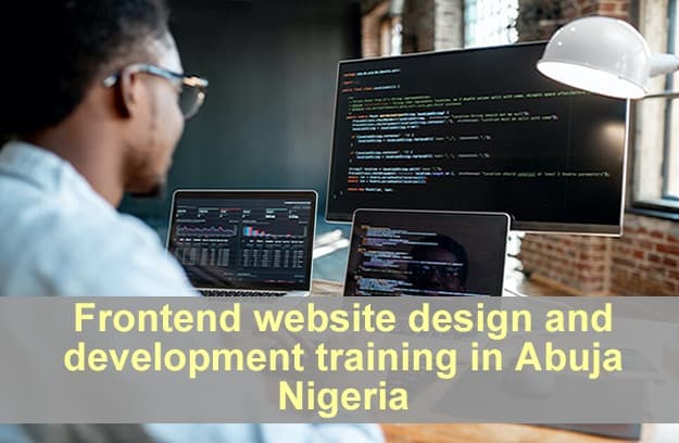 Frontend Development illustration showing responsive design across devices